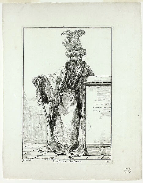 Chef des Huissiers, plate fourteen from Caravanne du Sultan à la Mecque, 1748. Creator: Joseph-Marie Vien the Elder