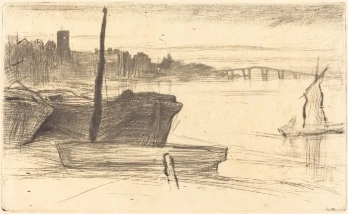 Framed Print : Chelsea Bridge and Church, c. 1870 / 1871. Creator: James Abbott McNeill Whistler Framed Print : Chelsea Bridge and Church, c. 1870 / 1871. Creator: James Abbott McNeill Whistler