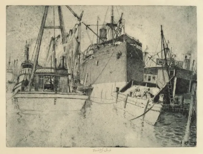 Framed Print : Chelsea Docks, Loading the Ship, 1907. Creator: Charles Frederick William Mielatz Framed Print : Chelsea Docks, Loading the Ship, 1907. Creator: Charles Frederick William Mielatz
