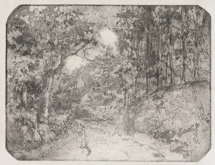 Framed Print : Chemin sous bois aPontoise, 1879. Creator: Camille Pissarro Framed Print : Chemin sous bois aPontoise, 1879. Creator: Camille Pissarro