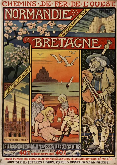 Framed Print : Chemins de fer de l Ouest. Normandie, Bretagne, 1900. Creator: Berthon, Paul (1872-1909) Framed Print : Chemins de fer de l Ouest. Normandie, Bretagne, 1900. Creator: Berthon, Paul (1872-1909)