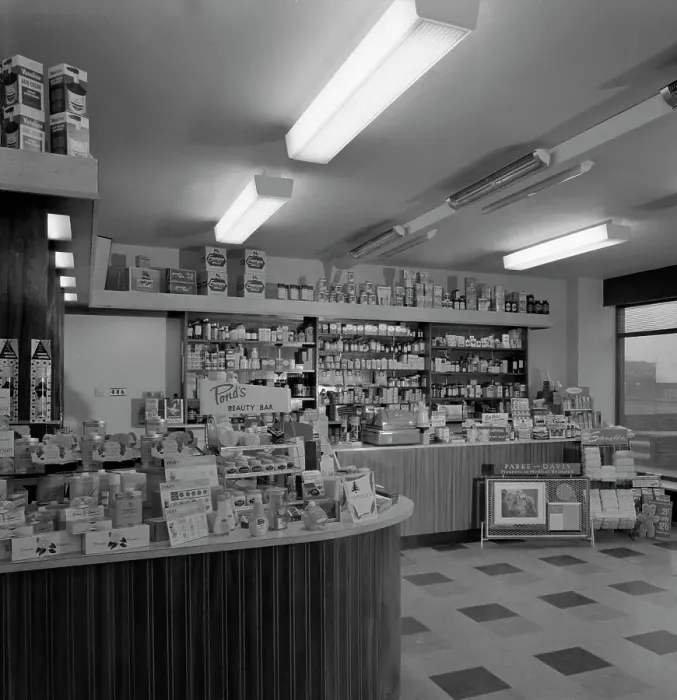 Framed Print : Chemists shop interior, Armthorpe, near Doncaster, South Yorkshire, 1961. Artist Framed Print : Chemists shop interior, Armthorpe, near Doncaster, South Yorkshire, 1961. Artist