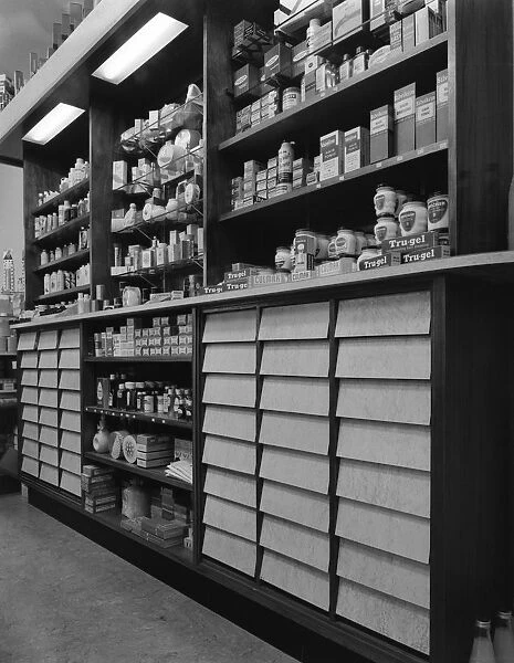 Chemists shop interior, Armthorpe, near Doncaster, South Yorkshire, 1961. Artist