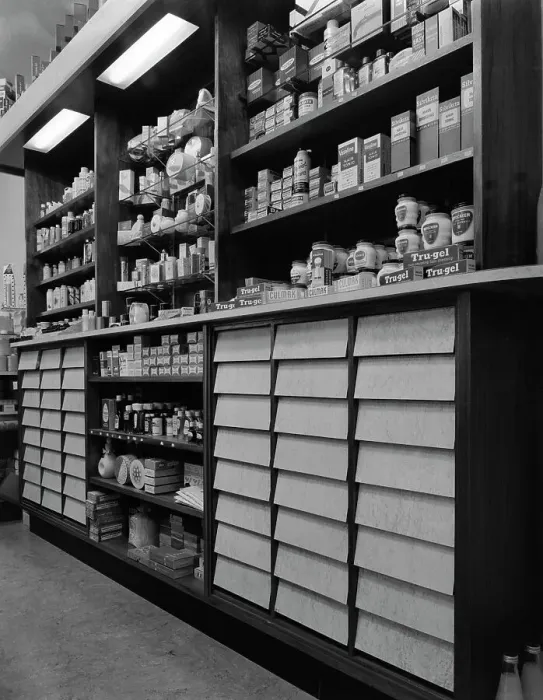 Framed Print : Chemists shop interior, Armthorpe, near Doncaster, South Yorkshire, 1961. Artist Framed Print : Chemists shop interior, Armthorpe, near Doncaster, South Yorkshire, 1961. Artist