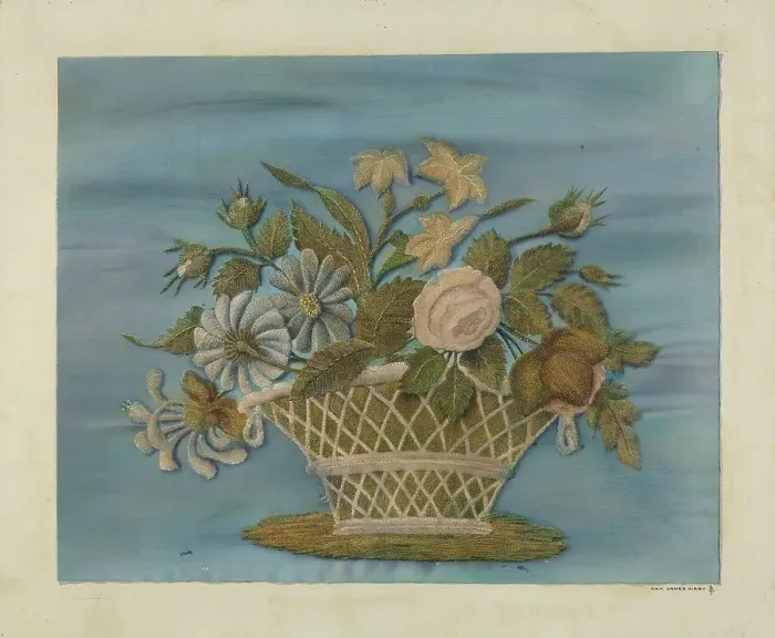 Framed Print : Chenille Embroidery, c. 1937. Creator: O.A. Kirby Framed Print : Chenille Embroidery, c. 1937. Creator: O.A. Kirby