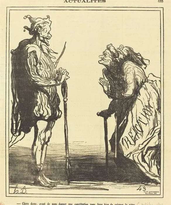 Framed Print : Chère dame, avant de nous donner... 1871. Creator: Honore Daumier Framed Print : Chère dame, avant de nous donner... 1871. Creator: Honore Daumier