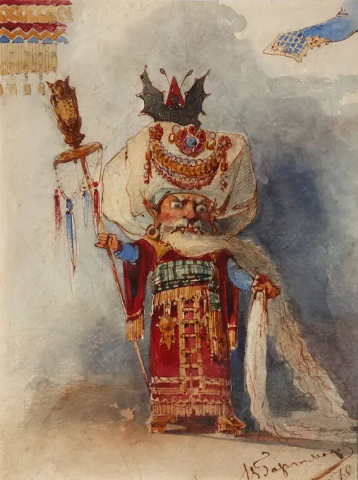 Framed Print : Chernomor. Costume design for the opera Ruslan and Lyudmila by M. Glinka. Artist: Hartmann, Viktor Alexandrovich (1834-1873) Framed Print : Chernomor. Costume design for the opera Ruslan and Lyudmila by M. Glinka. Artist: Hartmann, Viktor Alexandrovich (1834-1873)