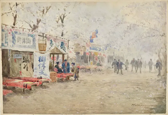 Framed Print : Cherry Blossom Festival, about 1903. Creator: Nakagawa Hachiro