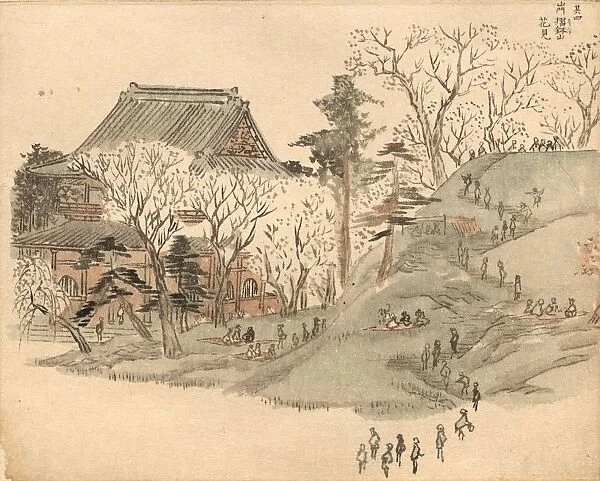 Cherry Blossom Festival at the Temple on Mt. Suribachi. Creator: Ando Hiroshige (Japanese, 1797-1858)