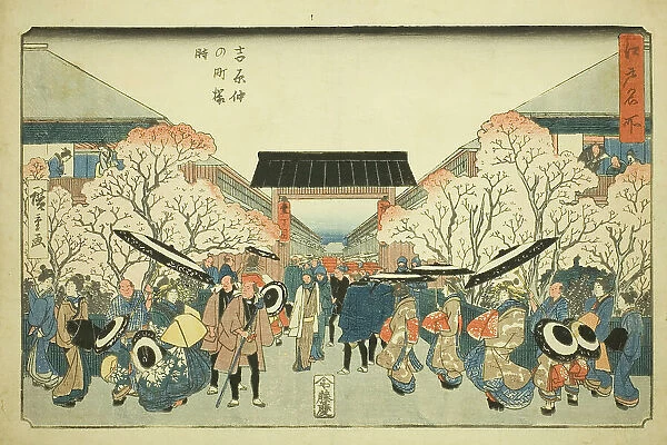 Cherry Blossom Season at Nakanocho in the Yoshiwara (Yoshiwara Nakanocho sakura... c. 1839 / 42. Creator: Ando Hiroshige)