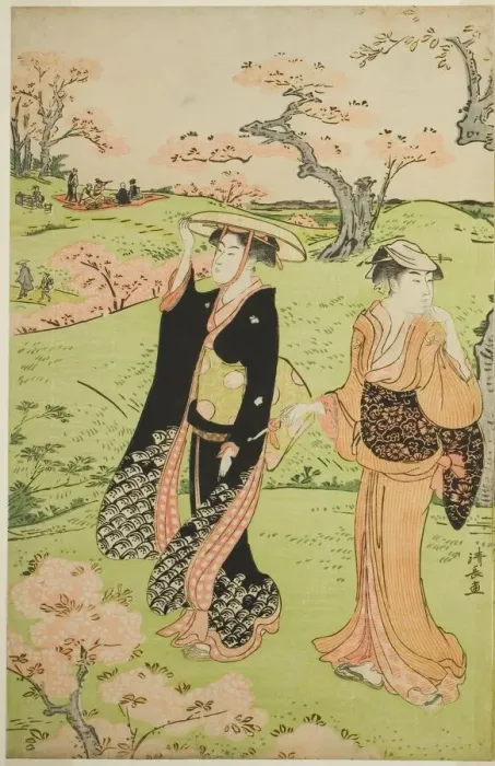 Framed Print : Cherry Blossom Viewing at Asuka Hill, c. 1787. Creator: Torii Kiyonaga Framed Print : Cherry Blossom Viewing at Asuka Hill, c. 1787. Creator: Torii Kiyonaga