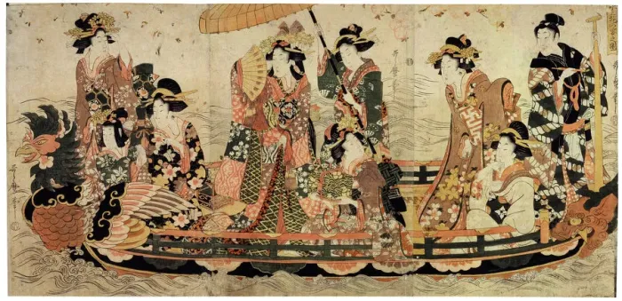Framed Print : Cherry Blossom Viewing (Hanami), early 19th century(?). Artist: Kitagawa Utamaro II Framed Print : Cherry Blossom Viewing (Hanami), early 19th century(?). Artist: Kitagawa Utamaro II