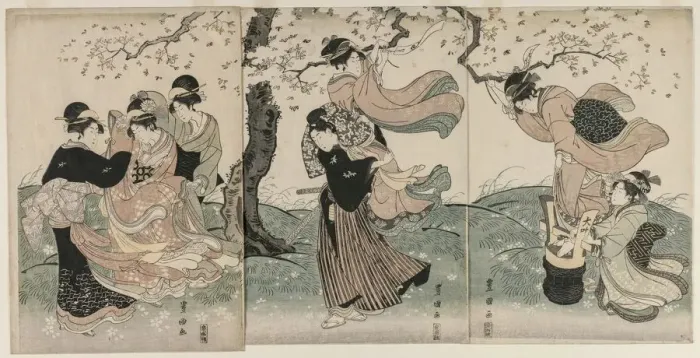 Framed Print : Cherry Blossoms in the Wind, late 1790s. Creator: Utagawa Toyokuni (Japanese, 1769-1825) Framed Print : Cherry Blossoms in the Wind, late 1790s. Creator: Utagawa Toyokuni (Japanese, 1769-1825)
