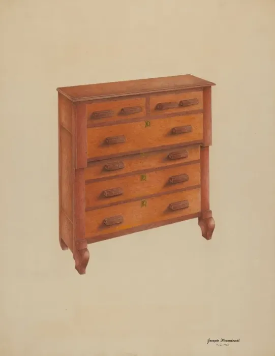 Framed Print : Cherry Chest of Drawers, c. 1941. Creator: Joseph Ficcadenti Framed Print : Cherry Chest of Drawers, c. 1941. Creator: Joseph Ficcadenti
