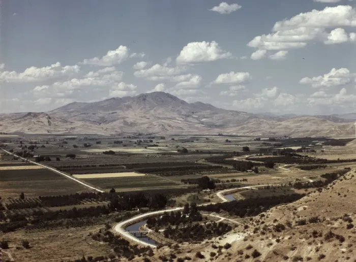 Framed Print : Cherry orchards, farm lands and irrigation ditch at Emmett, Idaho, 1941. Creator: Russell Lee Framed Print : Cherry orchards, farm lands and irrigation ditch at Emmett, Idaho, 1941. Creator: Russell Lee