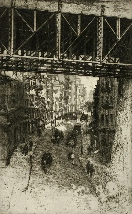 Framed Print : Cherry Street, 1904. Creator: Charles Frederick William Mielatz