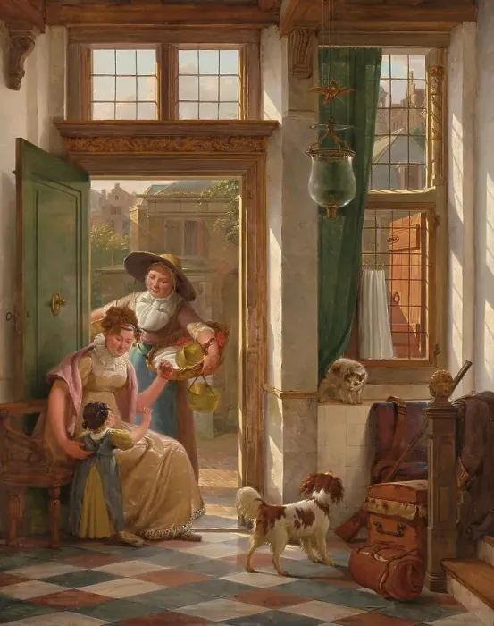 Framed Print : A Cherry Vendor at the Door, 1816. Creator: Abraham van Strij Framed Print : A Cherry Vendor at the Door, 1816. Creator: Abraham van Strij