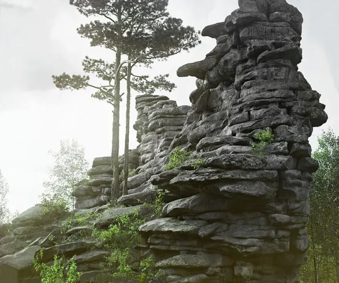 Framed Print : Chertovo Gorodishche [rock formation], 1910. Creator: Sergey Mikhaylovich Prokudin-Gorsky