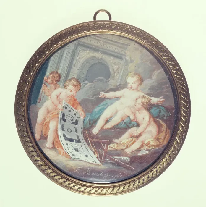 Framed Print : Cherub architects, c1850. Creator: Ecole Francaise Framed Print : Cherub architects, c1850. Creator: Ecole Francaise