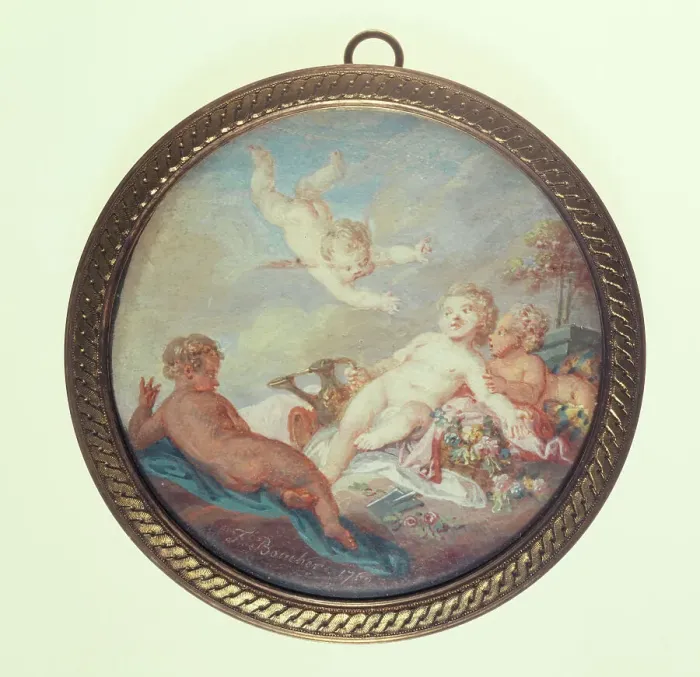 Framed Print : Cherub gardeners, c1850. Creator: Ecole Francaise Framed Print : Cherub gardeners, c1850. Creator: Ecole Francaise