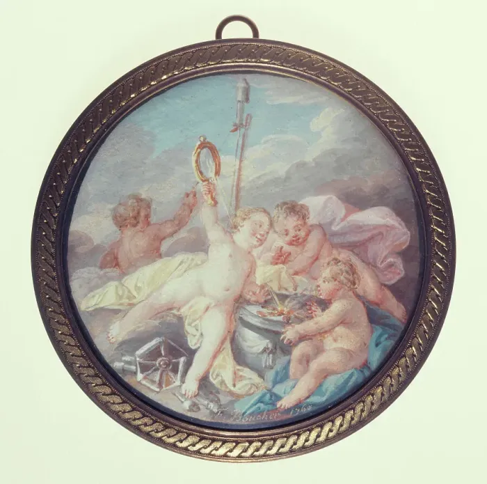 Framed Print : Cherub physicists, c1850. Creator: Ecole Francaise Framed Print : Cherub physicists, c1850. Creator: Ecole Francaise