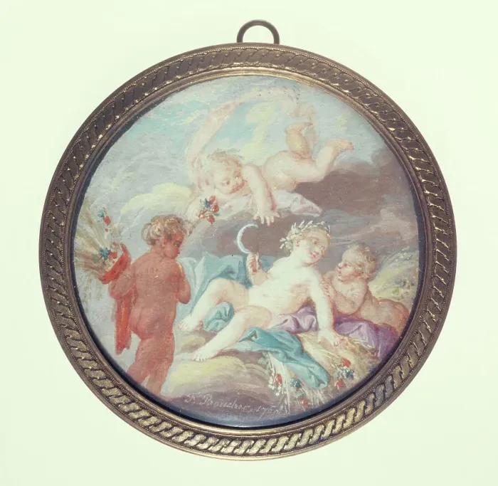 Framed Print : Cherub reapers, c1850. Creator: Ecole Francaise Framed Print : Cherub reapers, c1850. Creator: Ecole Francaise