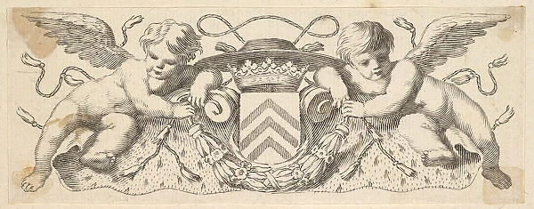 Two Cherubs with the Arms of Cardinal Richelieu, before 1642. Creator: Claude Mellan