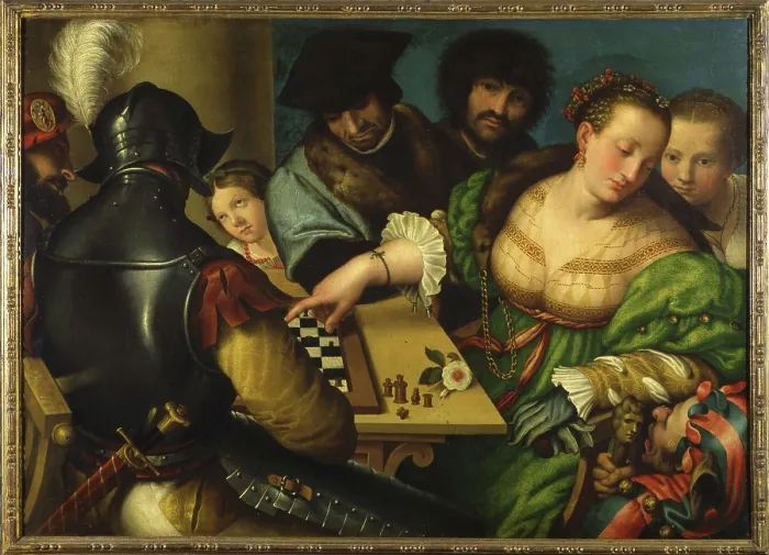 Framed Print : The Chess game, c1532. Creator: Campi, Giulio (1507-1573) Framed Print : The Chess game, c1532. Creator: Campi, Giulio (1507-1573)