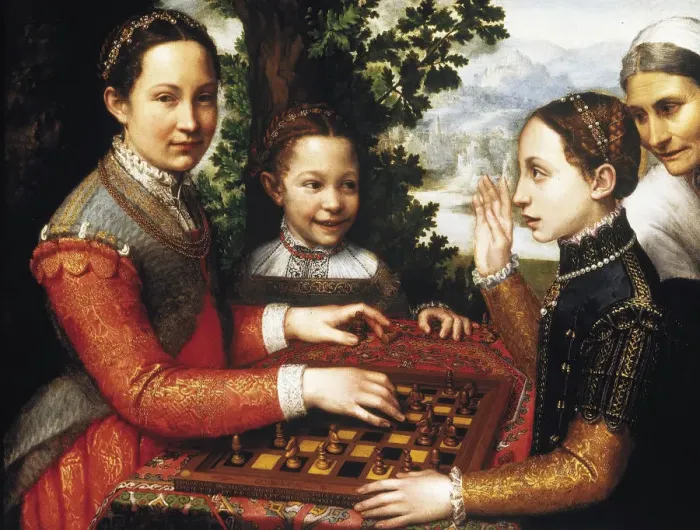 Framed Print : The Chess Game (Portrait of the artists sisters playing chess), 1555 Framed Print : The Chess Game (Portrait of the artists sisters playing chess), 1555
