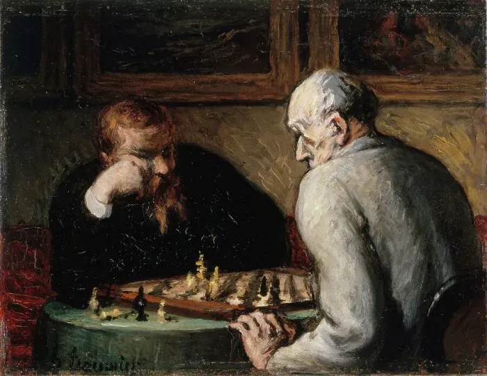 Framed Print : The chess players, 1863-1867. Creator: Daumier, Honoré (1808-1879) Framed Print : The chess players, 1863-1867. Creator: Daumier, Honoré (1808-1879)