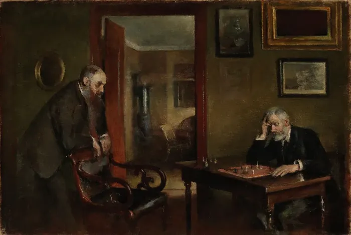 Framed Print : Chess players, 1870-1914. Creator: Peter Alfred Schou Framed Print : Chess players, 1870-1914. Creator: Peter Alfred Schou
