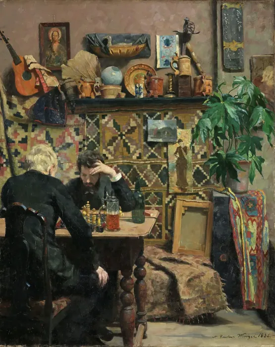 Framed Print : Chess players, 1886. Creator: Gustav Wentzel Framed Print : Chess players, 1886. Creator: Gustav Wentzel
