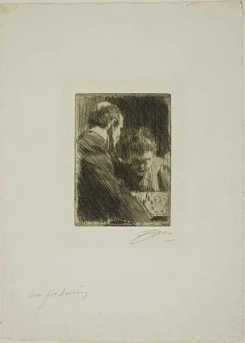 Framed Print : Chess-Players, 1891. Creator: Anders Leonard Zorn Framed Print : Chess-Players, 1891. Creator: Anders Leonard Zorn