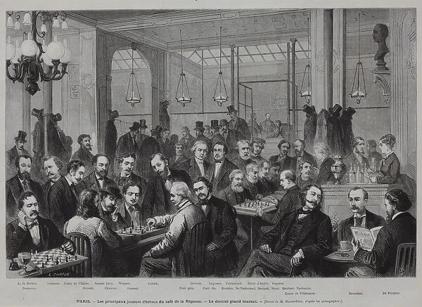 The chess tournament at the Cafe de la Regence (From Le Monde Illustre), 1874