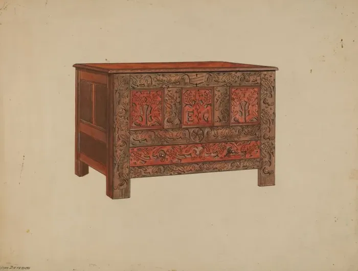 Framed Print : Chest, 1936. Creator: John Dieterich Framed Print : Chest, 1936. Creator: John Dieterich