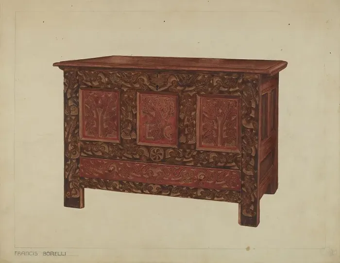 Framed Print : Chest, c. 1937. Creator: Francis Borelli Framed Print : Chest, c. 1937. Creator: Francis Borelli