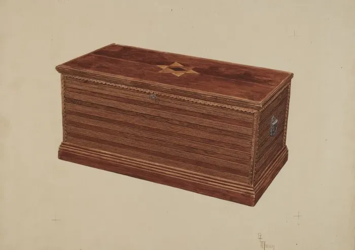 Framed Print : Chest, c. 1938. Creator: Georgine E. Mason Framed Print : Chest, c. 1938. Creator: Georgine E. Mason