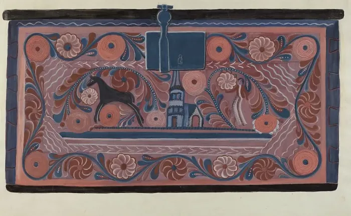 Framed Print : Chest Design, 1935 / 1942. Creator: Etna Wiswall Framed Print : Chest Design, 1935 / 1942. Creator: Etna Wiswall
