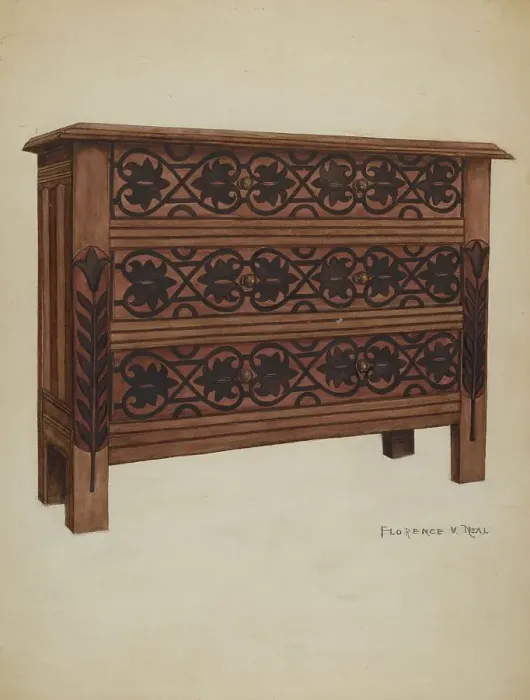 Framed Print : Chest of Drawers, c. 1936. Creator: Florence Neal Framed Print : Chest of Drawers, c. 1936. Creator: Florence Neal