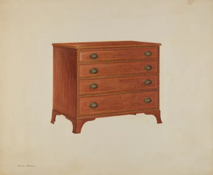 Framed Print : Chest of Drawers, c. 1938. Creator: Arthur Johnson Framed Print : Chest of Drawers, c. 1938. Creator: Arthur Johnson