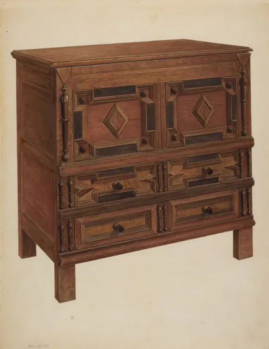 Framed Print : Chest with Two Drawers, c. 1939. Creator: Charles Squires Framed Print : Chest with Two Drawers, c. 1939. Creator: Charles Squires