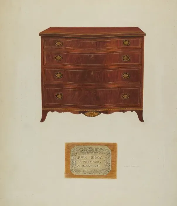 Framed Print : Chest of Drawers, c. 1939. Creator: Leonard Battee Framed Print : Chest of Drawers, c. 1939. Creator: Leonard Battee