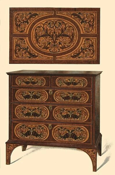 Chest of drawers inlaid with marquetry, 1905. Artist: Shirley Slocombe