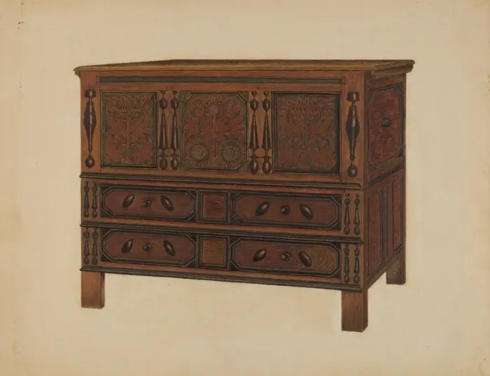 Framed Print : Chest, probably 1937. Creator: Meyer Goldbaum Framed Print : Chest, probably 1937. Creator: Meyer Goldbaum