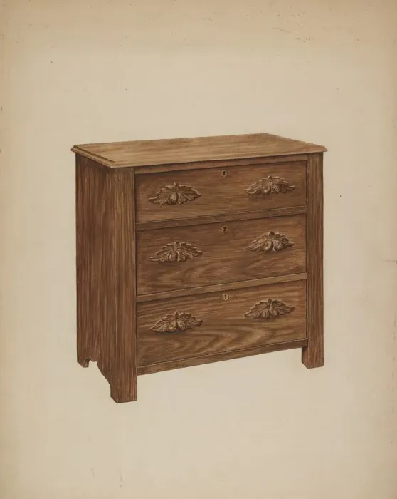 Framed Print : Chest, probably 1941. Creator: Lelah Nelson Framed Print : Chest, probably 1941. Creator: Lelah Nelson