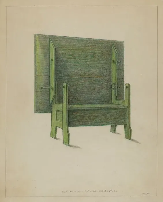 Framed Print : Chest-Settee-Table-Comb, c. 1936 Creator: Franklin C. Moyan Framed Print : Chest-Settee-Table-Comb, c. 1936 Creator: Franklin C. Moyan