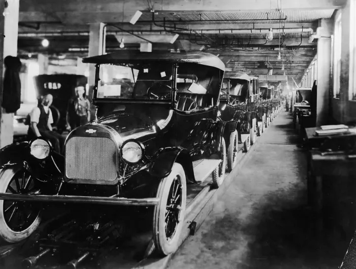 Framed Print : Chevrolet 490 cars on production line, c1920 Framed Print : Chevrolet 490 cars on production line, c1920