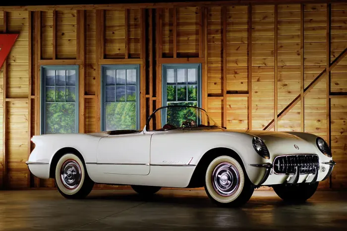 Framed Print : Chevrolet Corvette 1954. Artist: Simon Clay Framed Print : Chevrolet Corvette 1954. Artist: Simon Clay