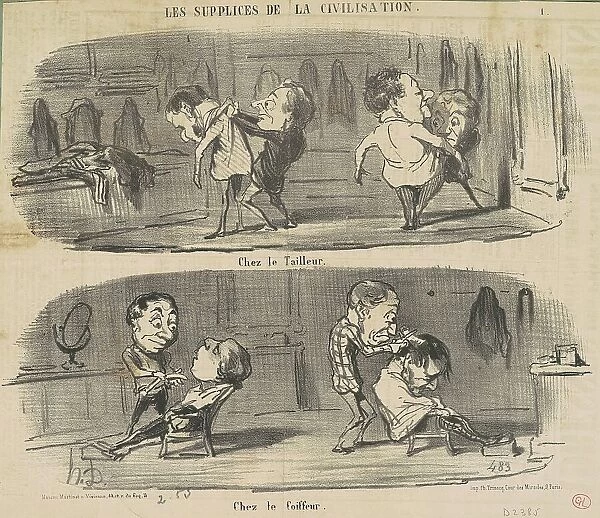 Chez le tailleur chez le coiffeur, 19th century. Creator: Honore Daumier