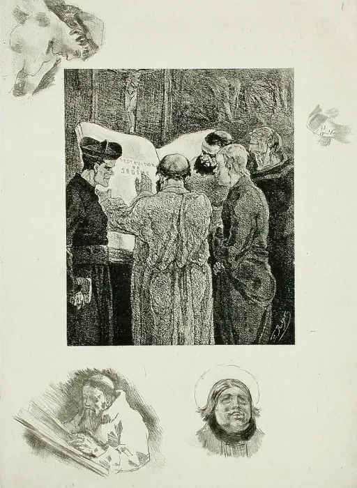 Framed Print : Chez les Trappistes, 1891. Creator: Félicien Rops